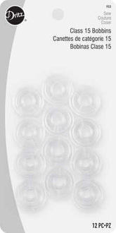 Dritz Bobbin Plastic Class 15 Bonus Pack 12ct